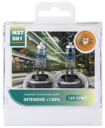 Комплект галогенных ламп H27 / 881 27W + W5W white, Intensive+130% , SVS, 0200028000