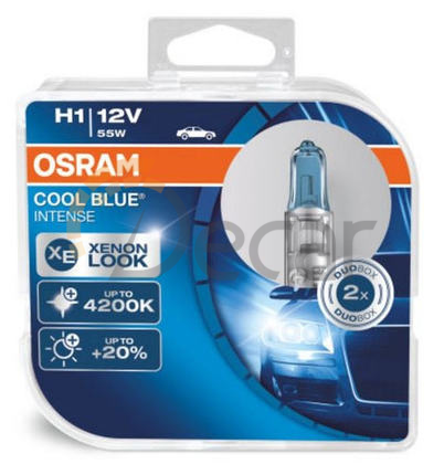 Лампы галогенные H4 (P43t), 12V, 60/55W, 4200K, COOL BLUE INTENSE Duo Box, OSRAM, 64193CBIHCB