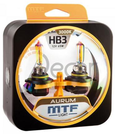 Лампы галогенные HB3 / 9005 (P20d), 12V, 65W, 3000K, AURUM, MTF Light, HAU12B3