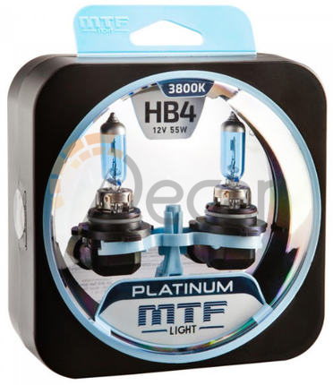 Лампы галогенные HB4 / 9006 (P22d), 12V, 55W, 3800K, PLATINUM, MTF Light, HPL12B4