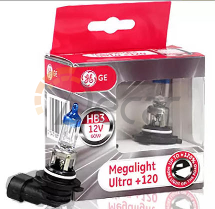 Лампы галогенные HB3 (P20d), 12V, 60W, 3700K, Megalight Ultra +120%, General Electric, 53810NU