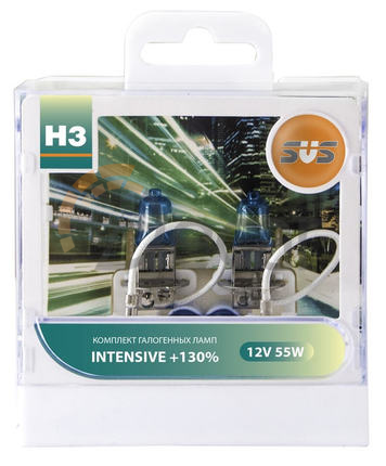 Комплект галогенных ламп H3 55W + W5W white, Intensive+130%, SVS, 0200020000