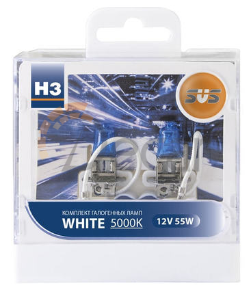 Комплект галогенных ламп H3 55W + W5W white, White 5000K, SVS, 0200033000
