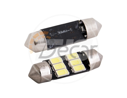 Комплект светодиодных ламп SVS C5W-36mm-6SMD 5630, узкий, Белый