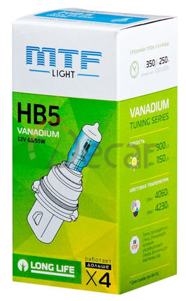 Лампа галогенная НB5 (PX29t), 12V, 65/55W, Vanadium, MTF Light, HVS3800
