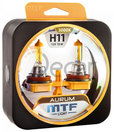 Лампы галогенные H11 (PGJ19-2), 12V, 55W, 3000K,  AURUM, MTF Light, HAU1211
