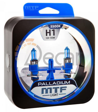 Лампы галогенные H1 (P14,5s), 12V, 55W, 5500K, PALLADIUM, MTF Light, HPA1201