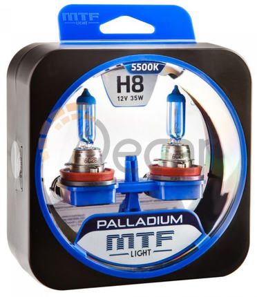 Лампы галогенные H8 (PGJ19-1), 12V, 35W, 5500K, PALLADIUM, MTF Light, HPA1208