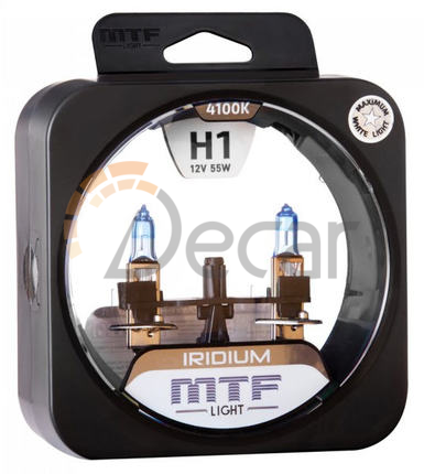 Лампы галогенные H1 (P14,5s), 12V, 55W, 4100K, IRIDIUM, MTF Light, HRD1201