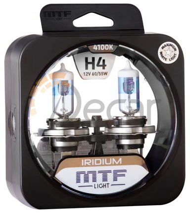 Лампы галогенные H4 (P43t),12V, 60/55W, 4100K, IRIDIUM, MTF Light, HRD1204
