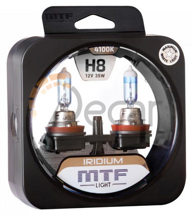 Лампы галогенные H8 (PGJ19-1), 12V, 35W, 4100K, IRIDIUM, MTF Light, HRD1208