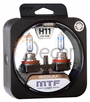 Лампы галогенные H11 (PGJ19-2), 12V, 55W, 4100K, IRIDIUM, MTF Light, HRD1211