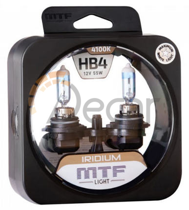 Лампы галогенные HB4 / 9006 (P22d), 12V, 55W, 4100K, IRIDIUM, MTF Light, HRD12B4