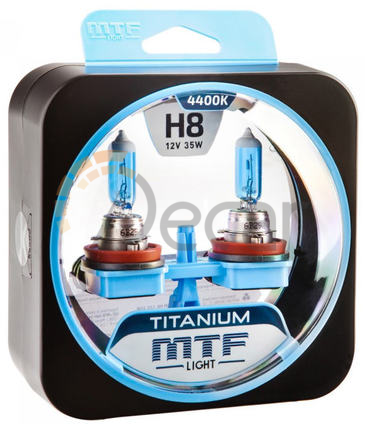 Лампы галогенные H8 (PGJ19-1),12V, 35W, 4400K, TITANIUM, MTF Light, HTN1208