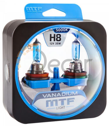 Лампы галогенные H8 (PGJ19-1),12V, 35W, 5000K,  VANADIUM, MTF Light, HVN1208