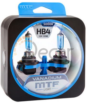 Лампы галогенные HB4 / 9006 (P22d), 12V, 55W, 5000K, VANADIUM, MTF Light, HVN12B4
