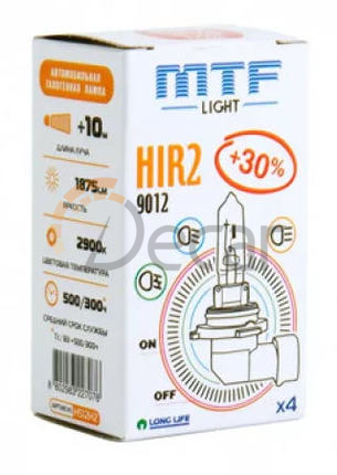 Лампа галогенная HIR2 (9012), 12V, 55W, Standard+30%, MTF Light, HS12H2