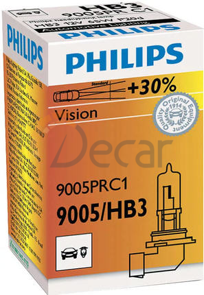 Лампа галогенная HB3 (P20d),12V, 60W, VISION, PHILIPS, 9005PRC1