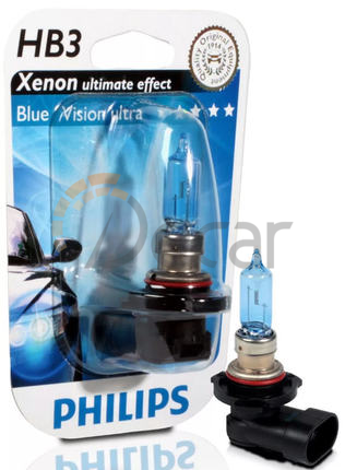 Лампа галогенная HB3 (P20d), 12V, 65W, Blue Vision Ultra, PHILIPS, 9005BVUB1 блистер