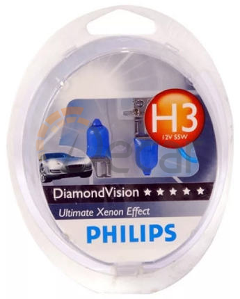 Лампы галогенные H3 (PK22s), 12V, 55W,  5000K, Diamond Vision, PHILIPS, 12336DVS2